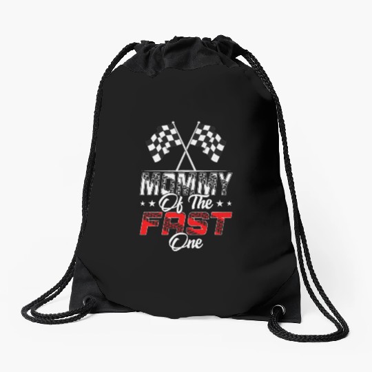 Mommy Of The Fast One First Birthday Racing Car Drawstring Bags