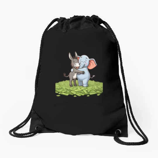Funny Republican Party Elephant Democratic Donkey Drawstring Bags