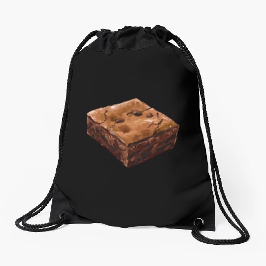 Decadent Chocolate Brownie Illustration Drawstring Bags