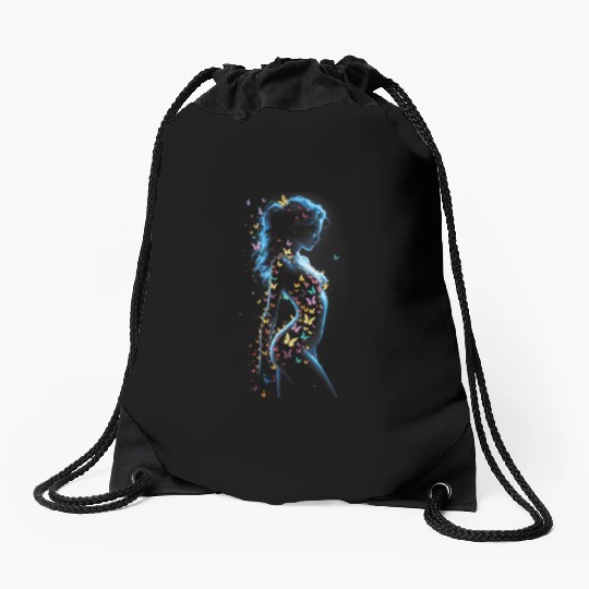 Butterfly-Graphic-Tees-Men-Women Drawstring Bags