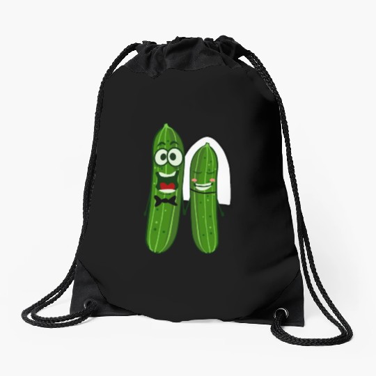 Cucumber Bride Groom Wedding Drawstring Bags