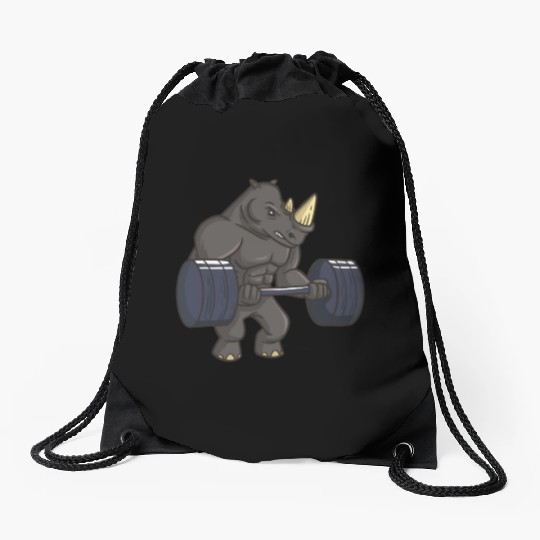 Rhinoceros Powerlifting Weightlifting Gym Rhino Lo Drawstring Bags