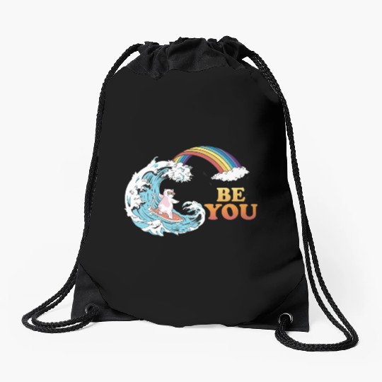 Cat Surfing with Trans LGBT Colors in the Drawstring Bags