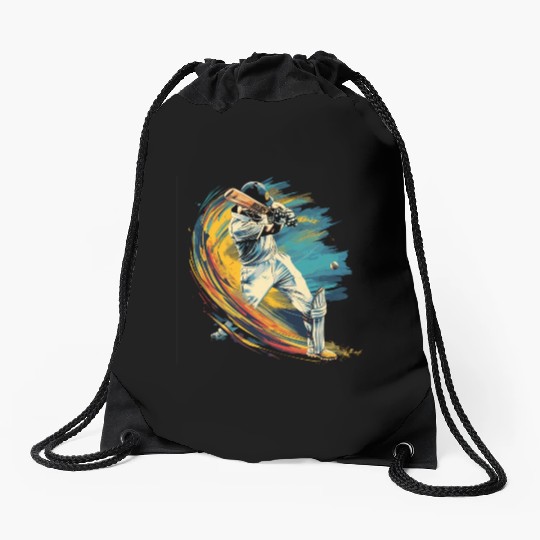 Cricket Player Sport US Drawstring Bags