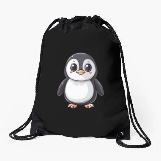 Adorable Penguin Character Embraces Your Style Drawstring Bags