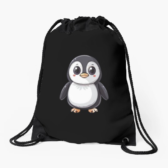 Adorable Penguin Character Embraces Your Style Drawstring Bags