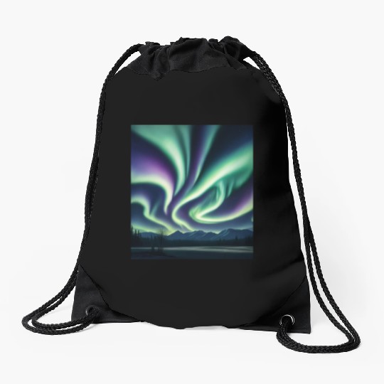 ultra realistic northern lights Drawstring Bags