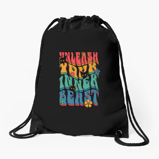 unleash your inner beast Drawstring Bags