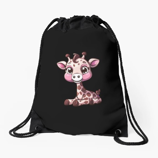 Adorable Baby Giraffe Character For You Drawstring Bags