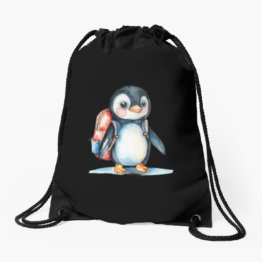 Watercolor Cute School Animals, Back to School Drawstring Bags