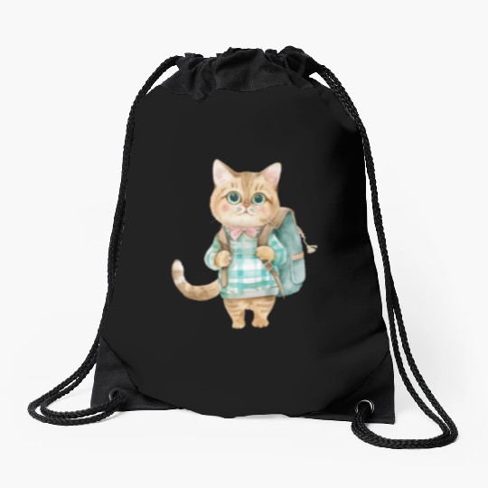 Watercolor Cute School Animals, Back to School Drawstring Bags