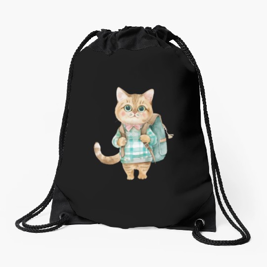 Watercolor Cute School Animals, Back to School Drawstring Bags