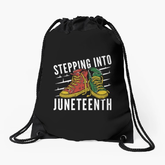 Stepping Into Juneteenth 2024 Afro American Drawstring Bags