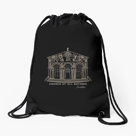 Jerusalem Church Nations Drawing Drawstring Bags
