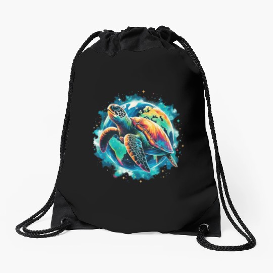 Earth Day Restore Sea Turtle Drawstring Bags