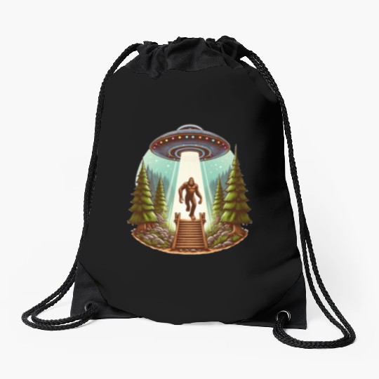 Bigfoot and the UFO Drawstring Bags