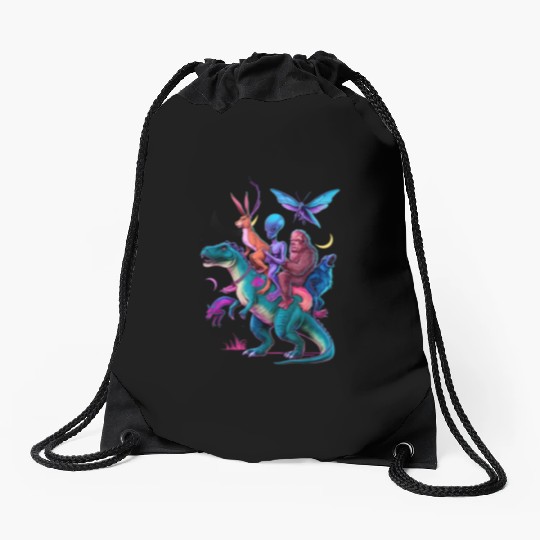 Cryptozoology Cryptid Bigfoot Jackalope Mothman Drawstring Bags
