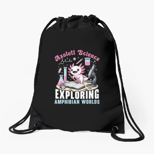 Axolotl Science Teacher Mexican Salamander Drawstring Bags
