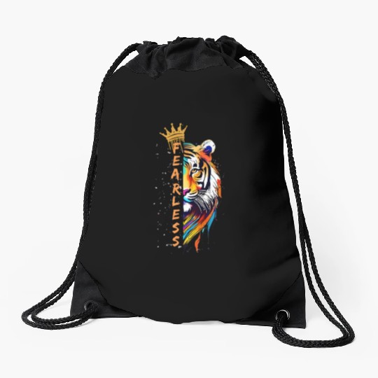 FEARLESS LIKE TIGER Drawstring Bags