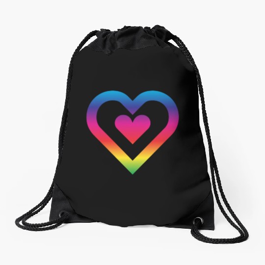 Rainbow Heart Homosexuality LGBT Love Drawstring Bags