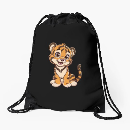 Adorable Smiling Tiger Cub Drawstring Bags