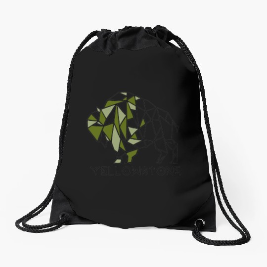 Army Green YStone Bison Design Drawstring Bags
