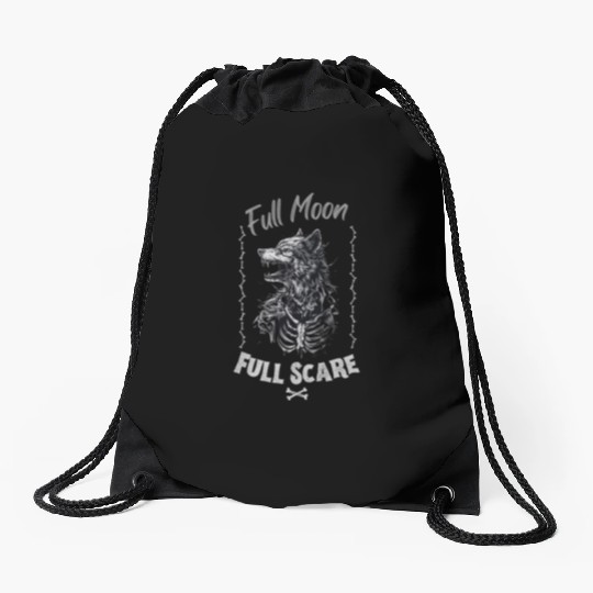Death Wolf Horror Theme - Intricate Bone Wolf Drawstring Bags
