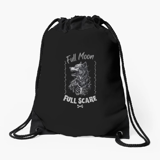 Death Wolf Horror Theme - Intricate Bone Wolf Drawstring Bags