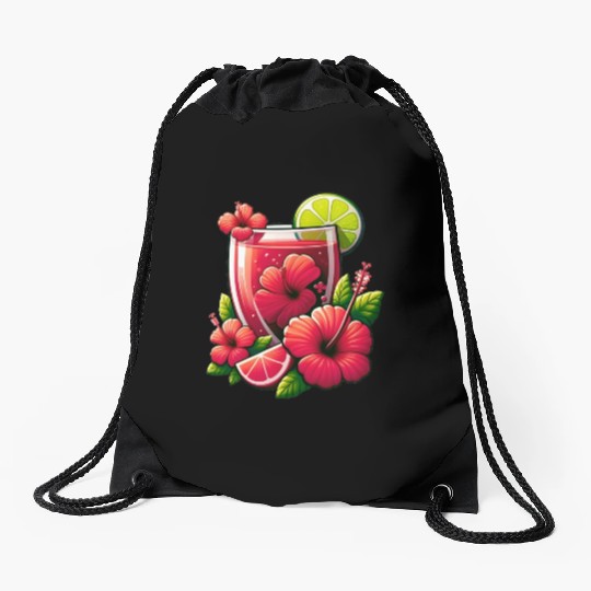 Red hibiscus tea Drawstring Bags