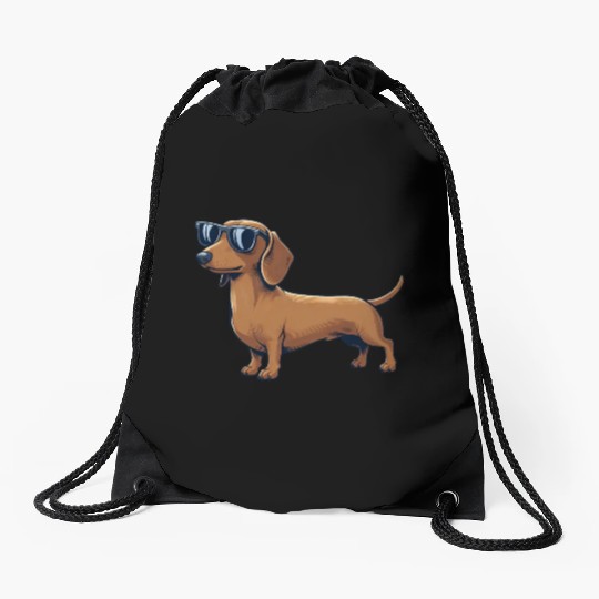 Cool Dachshund Dog Sunglasses Summer Style Drawstring Bags