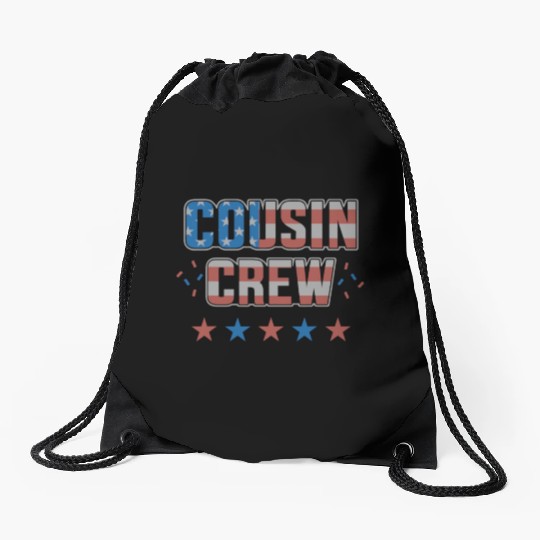 Cousin Crew Retro US Flag Funny 4th Of July Drawstring Bags