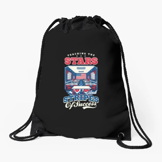Patriotic Teacher Teaching Stars Stripes Success Drawstring Bags
