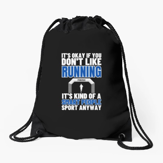 Running Is For Smart People Funny Marathon Drawstring Bags