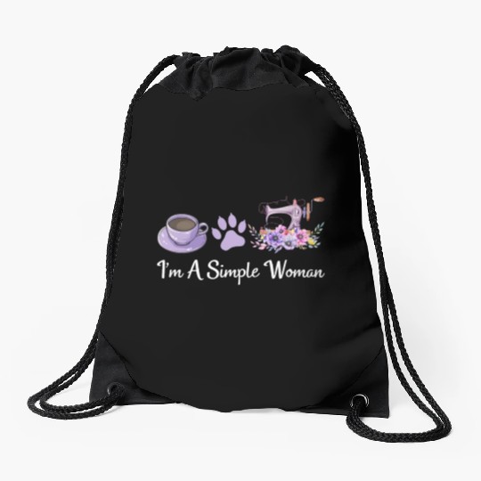 I'm A Simple Woman - Cat Lover Sewing Sewing Lover Drawstring Bags