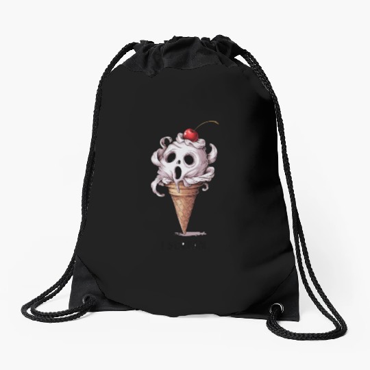 I Scream Ice Cream Skull Art Drawstring Bags