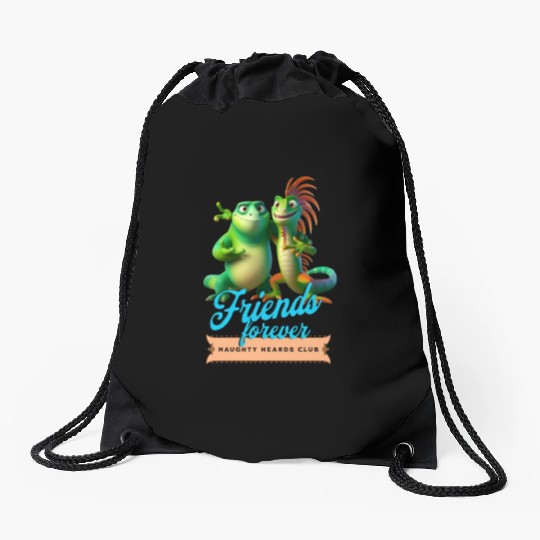 lizard friends Drawstring Bags
