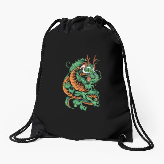 Angry Japanese Dragon Tattoo Drawstring Bags