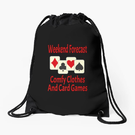Weekend Forecast Card Player Funny Drawstring Bags