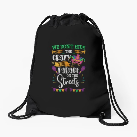 Mardi Gras Music Louisiana Queen Drawstring Bags