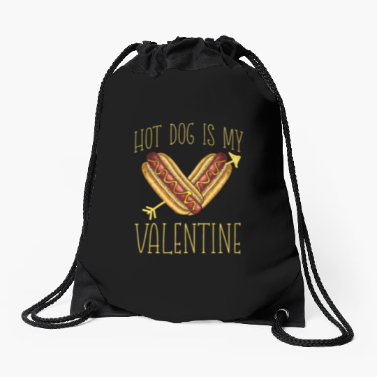 Hot Dog Adult Heart Valentines Day Drawstring Bags