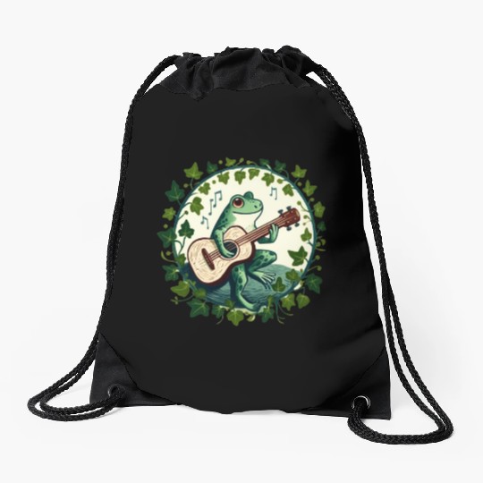 Guitar Frog Drawstring Bags