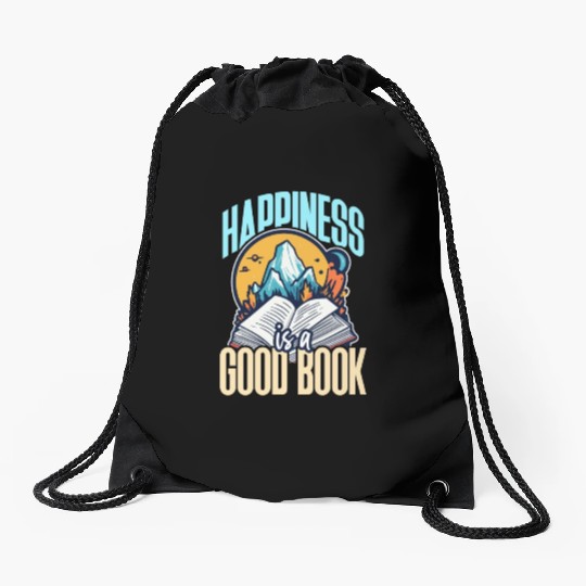 Literature Teacher Happiness Is A Good Book Reader Drawstring Bags