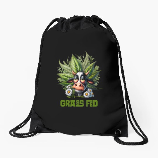 Grass Fed Green Drawstring Bags