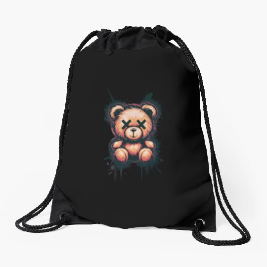 vibrant close up spray paint Urban Graffiti Bear Drawstring Bags