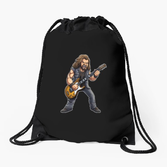 Electric Guitar Rock Star: Epic Heavy Metal Guitar Drawstring Bags