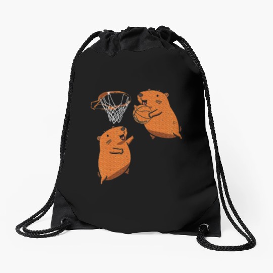 Capybara Sleepybara Drawstring Bags