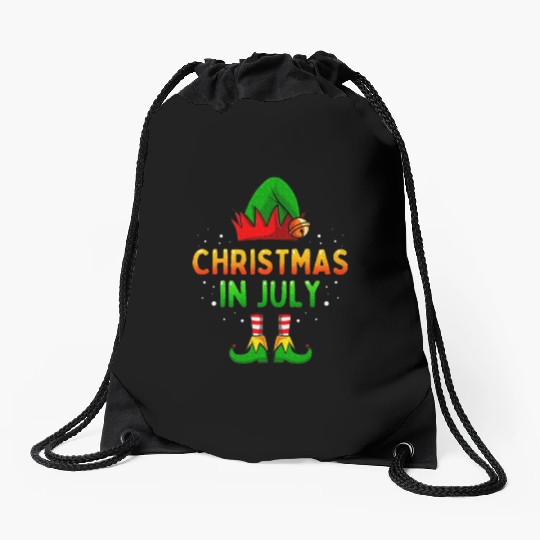 Christmas In July Santa Elf Drawstring Bags