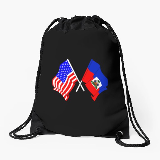 USA flag USA, Haiti flag Drawstring Bags