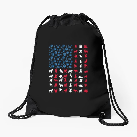 French Bulldog Patriotic Frenchie 4th of July USA Drawstring Bags