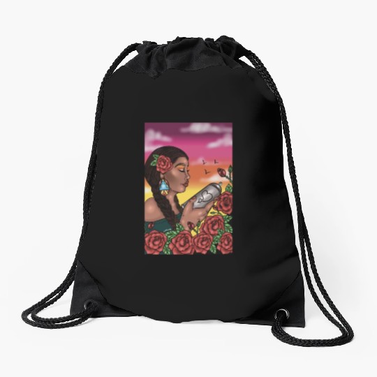 Graffiti garden Drawstring Bags